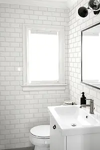Grundflise, Effekt ensfarvet, Farve hvid, Stil metro, Keramik, 7.5x15 cm, Overflade blank