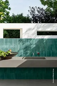 Background tile, Color green, Style zellige, Glazed porcelain stoneware, 6x24 cm, Finish glossy