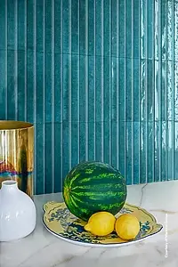 Background tile, Color navy blue, Glazed porcelain stoneware, 6x24 cm, Finish glossy