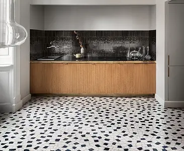 Background tile, Color black, Style zellige, Glazed porcelain stoneware, 6x24 cm, Finish glossy