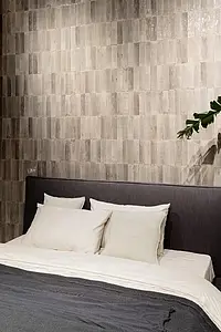 Background tile, Color grey, Style zellige, Glazed porcelain stoneware, 6x24 cm, Finish glossy