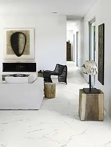 Bakgrunnsflis, Effekt stein,statuario, Farge hvit, Glasert porselenssteintøy, 60x60 cm, Overflate matt
