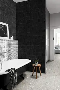 Bakgrundskakel, Textur enfärgad, Färg svart, Glaserad granitkeramik, 15x15 cm, Yta halvblank