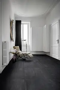 Piastrella di fondo, Effetto metallo, Colore nero, Gres porcellanato smaltato, 75x75 cm, Superficie opaca