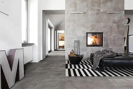 Background tile, Effect stone,slate, Color grey, Unglazed porcelain stoneware, 75x150 cm, Finish antislip