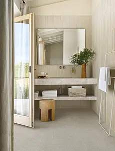 Grundflise, Effekt kalksten, Farve grå, Uglaseret porcelænsstentøj, 60x120 cm, Overflade skridsikker