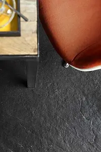 Basistegels, Effect steenlook,leisteen, Kleur zwarte, Ongeglazuurd porseleinen steengoed, 75x75 cm, Oppervlak antislip