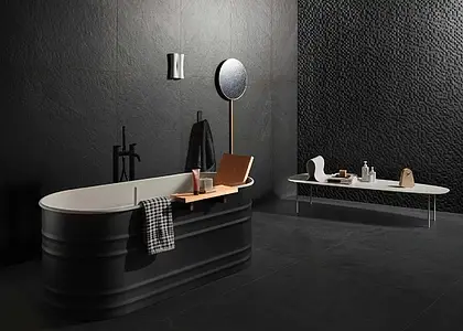 Mozaïek, Effect steenlook,leisteen, Kleur zwarte, Ongeglazuurd porseleinen steengoed, 30x30 cm, Oppervlak 3D