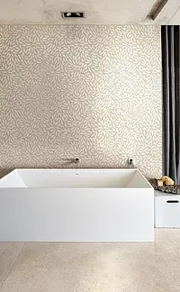Mosaic tile, Effect stone,limestone, Color beige, Glazed porcelain stoneware, 34.2x38 cm, Finish antislip
