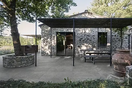 Basistegels, Look leisteen, Kleur grijze, Ongeglazuurd porseleinen steengoed, 120x120 cm, Oppervlak mat