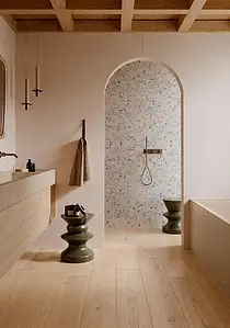 Background tile, Color beige,grey, Style zellige, Glazed porcelain stoneware, 5x15 cm, Finish glossy