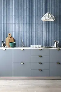 Background tile, Effect fabric, Color navy blue, Ceramics, 25x76 cm, Finish matte