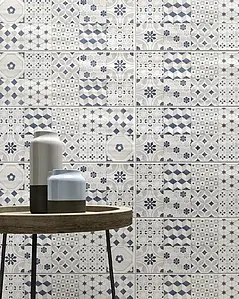 Background tile, Effect faux encaustic tiles, Color sky blue, Style patchwork, Ceramics, 20x50 cm, Finish matte
