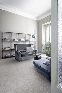 Bakgrunnsflis, Effekt terrazzo, Farge grå, Uglasert porselenssteintøy, 60x120 cm, Overflate matt