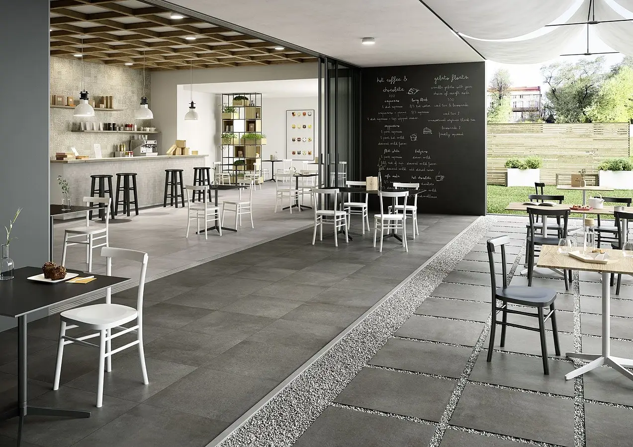 Background tile, Effect concrete, Color grey, Unglazed porcelain stoneware, 60x60 cm, Finish matte