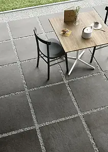 Background tile, Effect concrete, Color black, Unglazed porcelain stoneware, 60x60 cm, Finish antislip