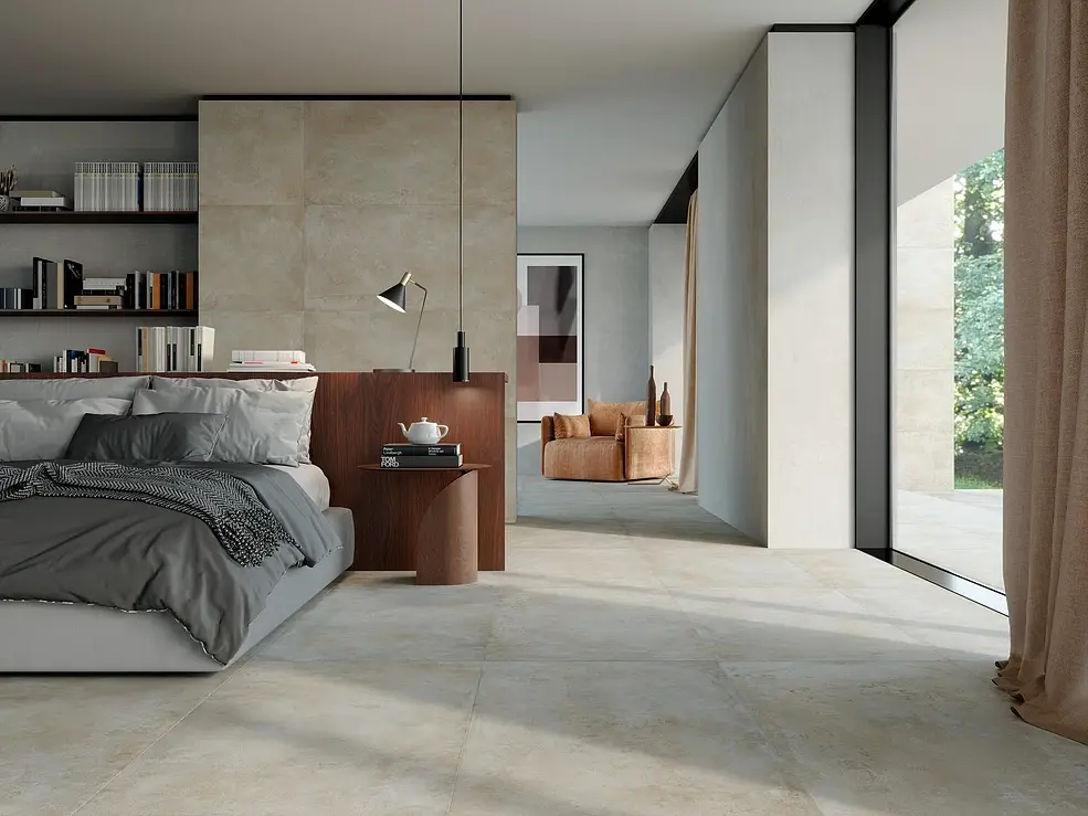 Background tile, Effect concrete, Color brown, Unglazed porcelain stoneware, 60x120 cm, Finish antislip