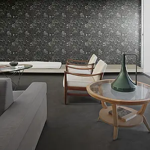 Grundflise, Effekt beton, Farve sort, Uglaseret porcelænsstentøj, 60x120 cm, Overflade mat