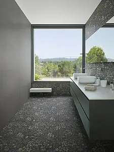 Bakgrundskakel, Textur betong, Färg svart, Oglaserad granitkeramik, 60x120 cm, Yta matt