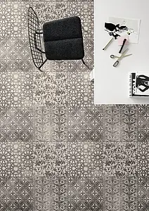 Bakgrundskakel, Textur betong, Färg grå, Stil patchwork, Glaserad granitkeramik, 75x75 cm, Yta matt