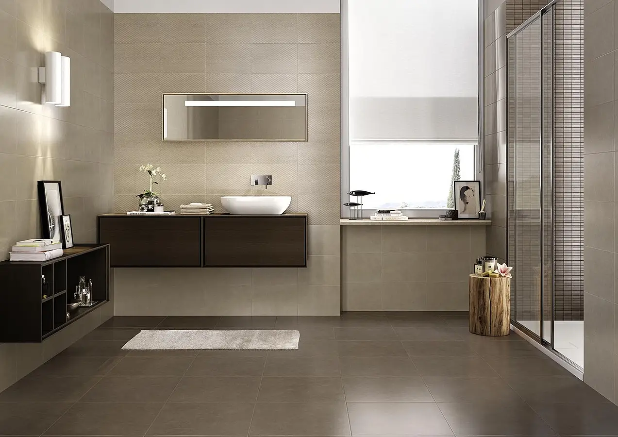 Background tile, Effect concrete, Color brown, Glazed porcelain stoneware, 60x60 cm, Finish matte