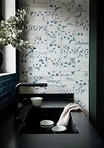 Background tile, Color white, Style zellige, Glazed porcelain stoneware, 5x15 cm, Finish glossy