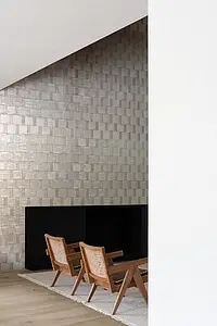 Background tile, Color grey, Style zellige, Glazed porcelain stoneware, 5x15 cm, Finish glossy