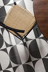 Background tile, Color black & white, Glazed porcelain stoneware, 20x20 cm, Finish matte