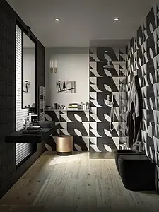Background tile, Color black & white, Style patchwork, Glazed porcelain stoneware, 20x20 cm, Finish matte