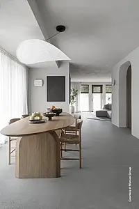 Grundflise, Effekt beton, Farve grå, Uglaseret porcelænsstentøj, 120x120 cm, Overflade mat