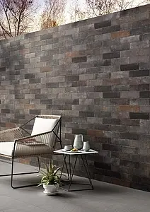 Background tile, Effect brick, Color brown, Glazed porcelain stoneware, 7x28 cm, Finish antislip