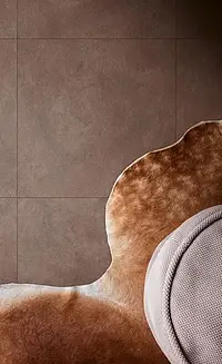 Background tile, Effect terracotta,concrete, Color brown, Unglazed porcelain stoneware, 75x75 cm, Finish antislip