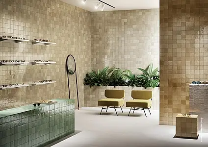 Background tile, Color beige, Style zellige, Ceramics, 10x10 cm, Finish glossy