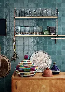 Background tile, Color navy blue, Style zellige, Ceramics, 10x10 cm, Finish glossy