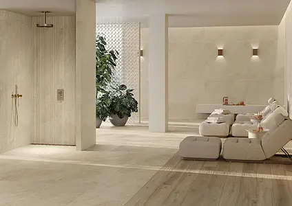 Background tile, Effect limestone,slate, Color beige, Unglazed porcelain stoneware, 120x120 cm, Finish antislip