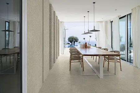 Background tile, Effect limestone, Color beige, Unglazed porcelain stoneware, 120x278 cm, Finish matte