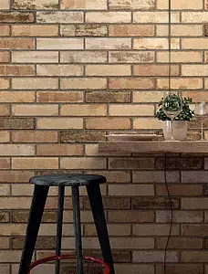 Effect brick, Color beige, Background tile, Unglazed porcelain stoneware, 7.5x30 cm, Finish matte
