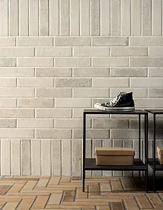 Effect brick, Color white, Background tile, Unglazed porcelain stoneware, 7.5x30 cm, Finish matte