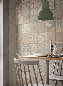 Chalk Porcelain Tiles produced by Ceramiche Marca Corona, Style patchwork, Terracotta, concrete effect