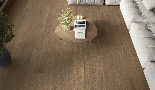 Grundflise, Effekt træ, Farve brun, Uglaseret porcelænsstentøj, 20x180 cm, Overflade mat