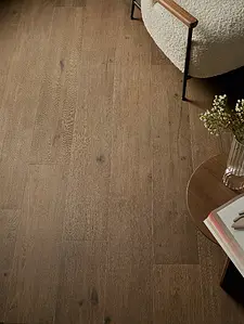 Grundflise, Effekt træ, Farve brun, Uglaseret porcelænsstentøj, 20x180 cm, Overflade mat