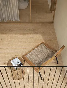 Grundflise, Effekt træ, Farve beige, Uglaseret porcelænsstentøj, 20x120 cm, Overflade skridsikker