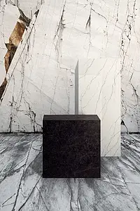 Effetto pietra, Colore bianco, Piastrella di fondo, Gres porcellanato smaltato, 120x278 cm, Superficie levigata