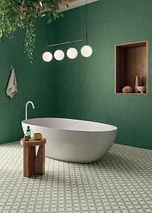 Background tile, Effect fabric, Color green, Ceramics, 50x120 cm, Finish matte