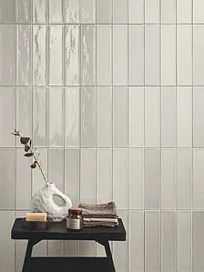 Background tile, Effect brick, Color white, Glazed porcelain stoneware, 6x24 cm, Finish glossy