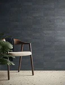 Bakgrunnsflis, Effekt murstein, Farge svart, Glasert porselenssteintøy, 6x24 cm, Overflate Slipt