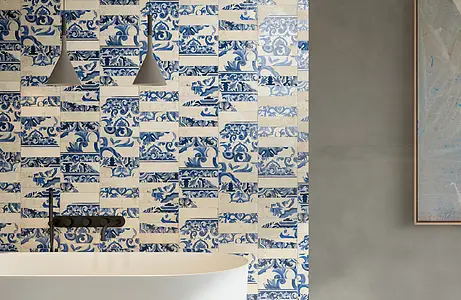 Color navy blue, Style patchwork, Background tile, Glazed porcelain stoneware, 6x24 cm, Finish glossy