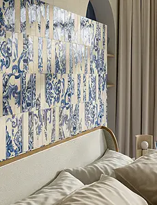 Grundflise, Farve marineblå, Stil patchwork, Glaseret porcelænsstentøj, 6x24 cm, Overflade blank