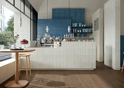 Background tile, Color white, Glazed porcelain stoneware, 6x24 cm, Finish glossy