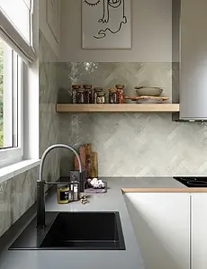 Background tile, Color grey, Glazed porcelain stoneware, 6x24 cm, Finish glossy
